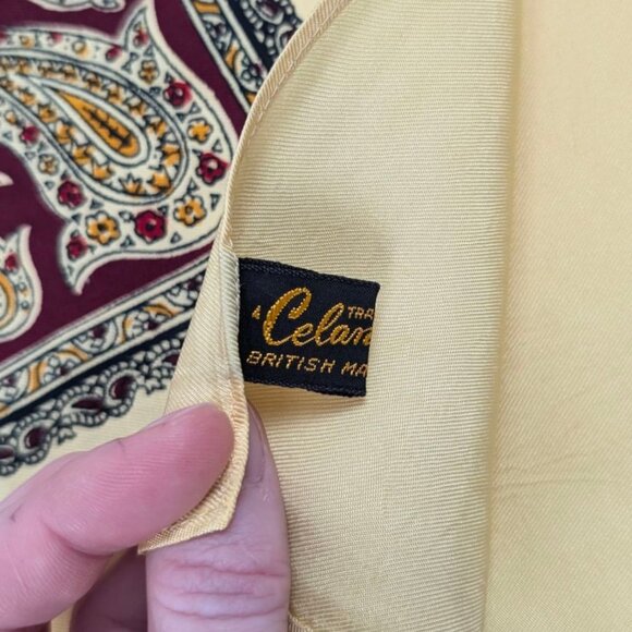 Vintage Celanese Yellow Paisley Scarf - Picture 7 of 8